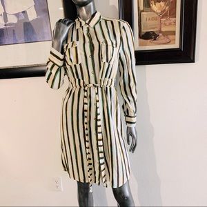 BCBG button-down horizon striped dress casual XS